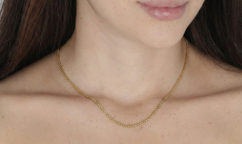 Cadena fina veneciana de 45 centímetros para mujer en oro laminado de 18 quilates