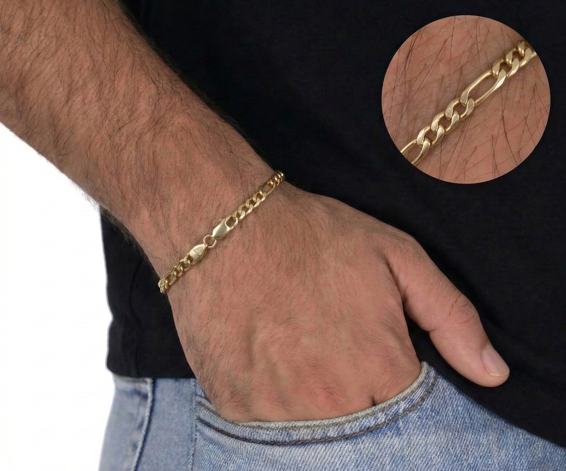 Pulsera Estilo Cartier para Hombre en Oro Laminado 18k (3mm)