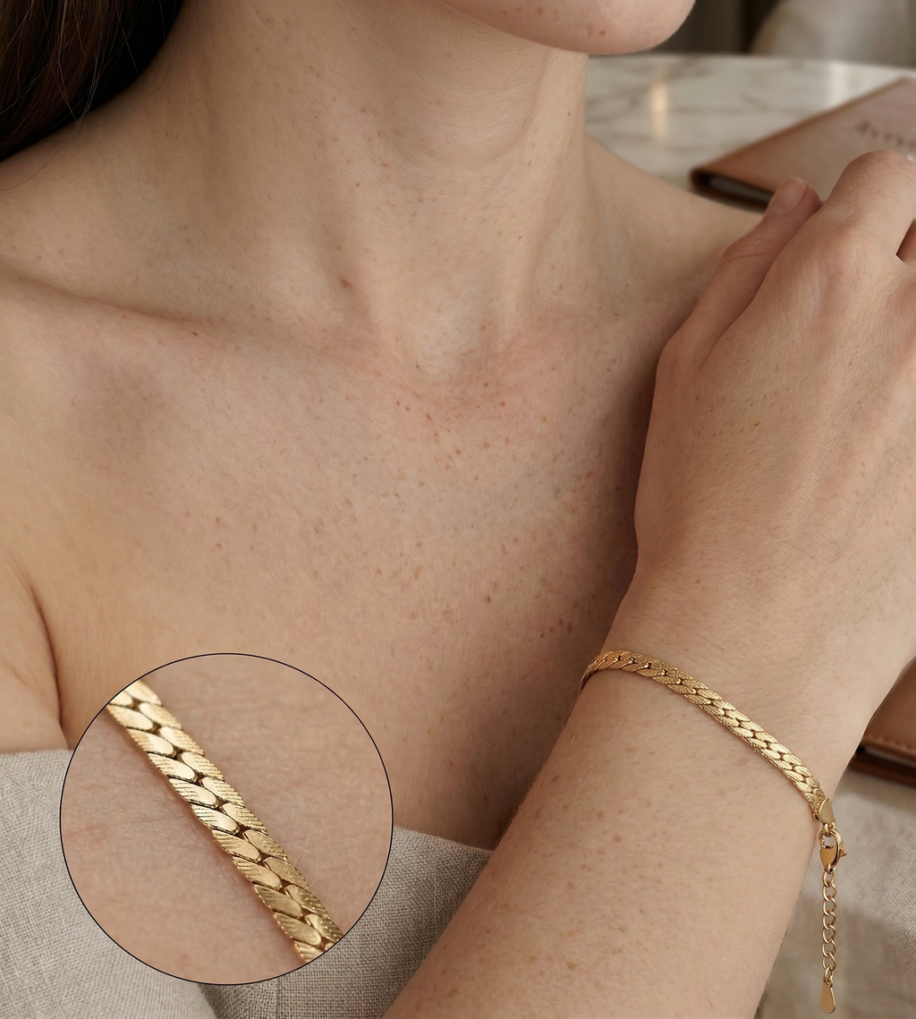 Pulsera Grabada en Oro Laminado 18k (3mm)